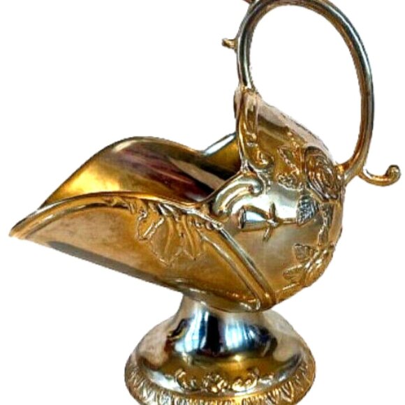 Vintage Embossed Sugar Scuttle Silverplate Sugar Bowl Floral Rose Design - Picture 2 of 7